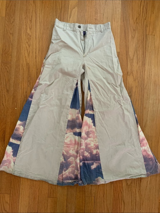Auraze Pants - Vintage 1997 Auraze for Beau Baker Wide Leg Panel Rave Pants Cloud Print
